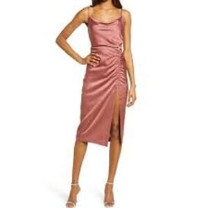 Floret Studios Ruched Satin Slipdress in Dark Mauve size small